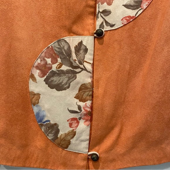 Qipiao Cheongsam Button Collar Shirt Orange Floral Women’s M - Picture 3 of 7